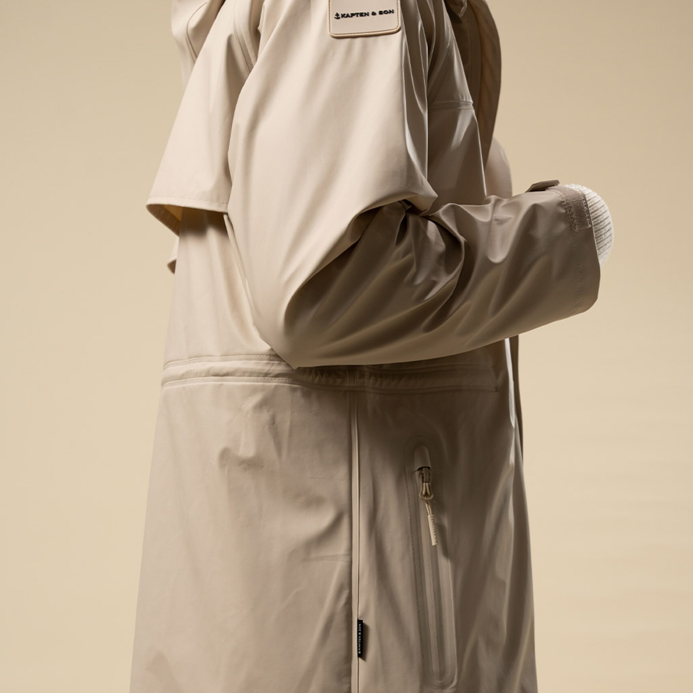 Veste imperméable longue en grès pour tous les jours