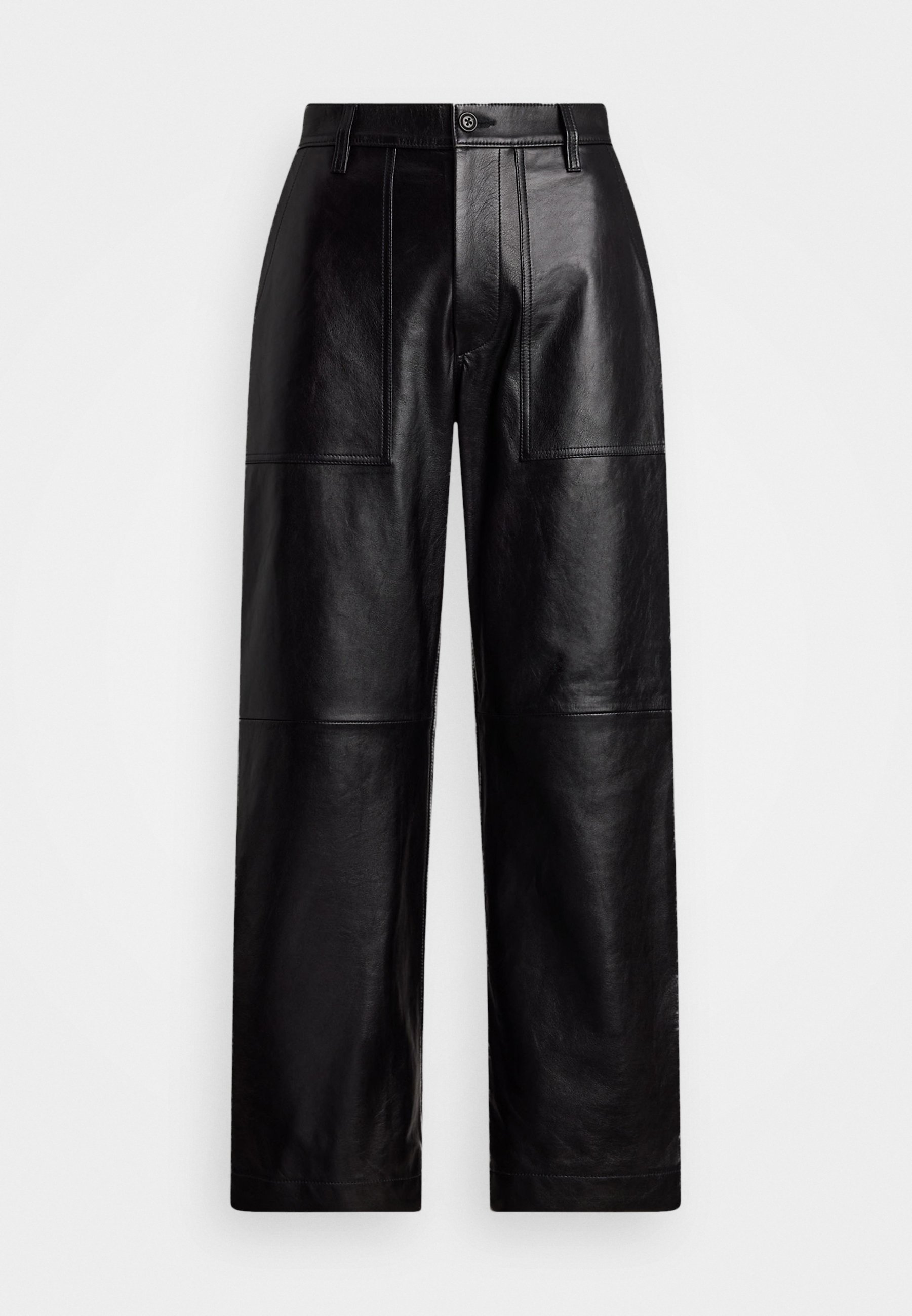 Polo Ralph Lauren THE LEATHER WIDE-LEG CROP RICKY PANT - Leren broek - zwart