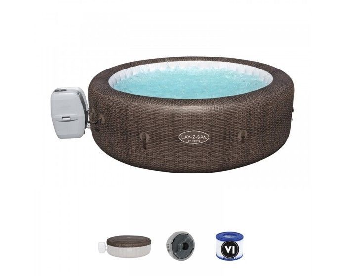 Spa gonflable BESTWAY - Lay-Z-Spa® St Moritz - 180 airjets - 216 x 76 cm - 5 à 7 places - Rond (couverture, cartouche, diffuseur)