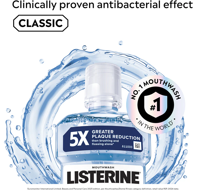 Ústna voda Listerine Stay White s bieliacimi vlastnosťami