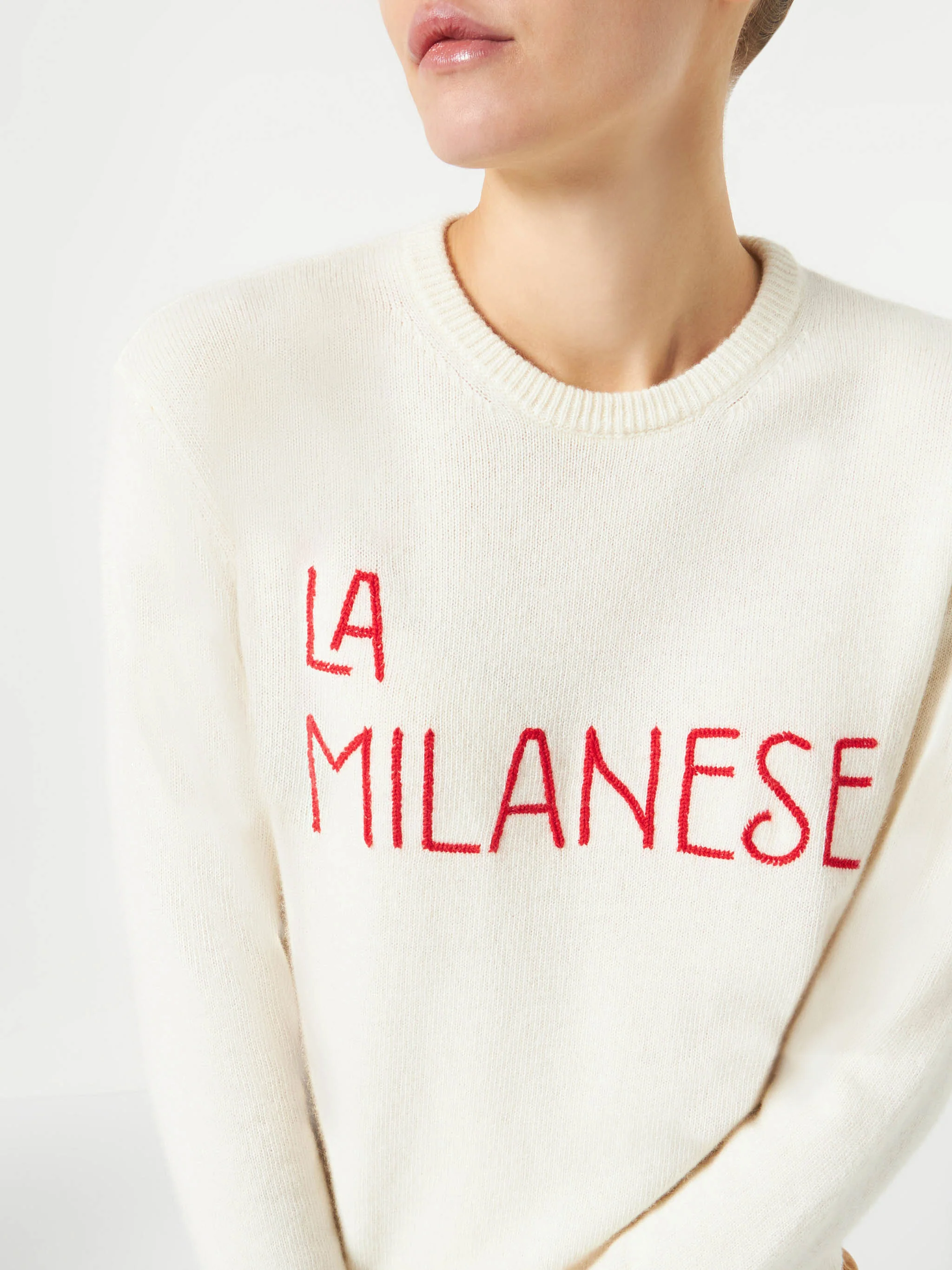 Maglione da donna con ricamo La Milanese | Michela Proietti Co-Lab