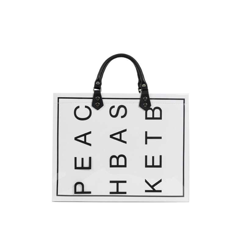 Borsa a mano in carta kraft alla moda, borsa estiva da spiaggia, pochette casual in PVC