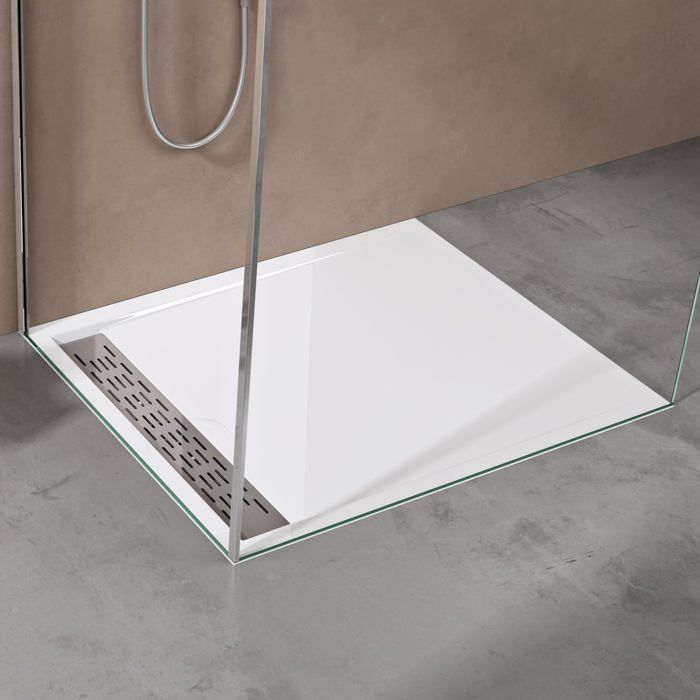 Plato de ducha blanco de 80x100x5cm doporro Xetro04 en resina, base de ducha rectangular plana para el baño