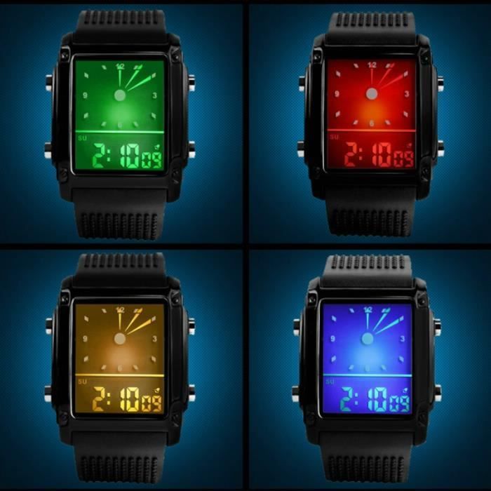 Orologio da uomo SHARPHY - Doppio display - Analogico e digitale - Orologio sportivo a LED - Nero