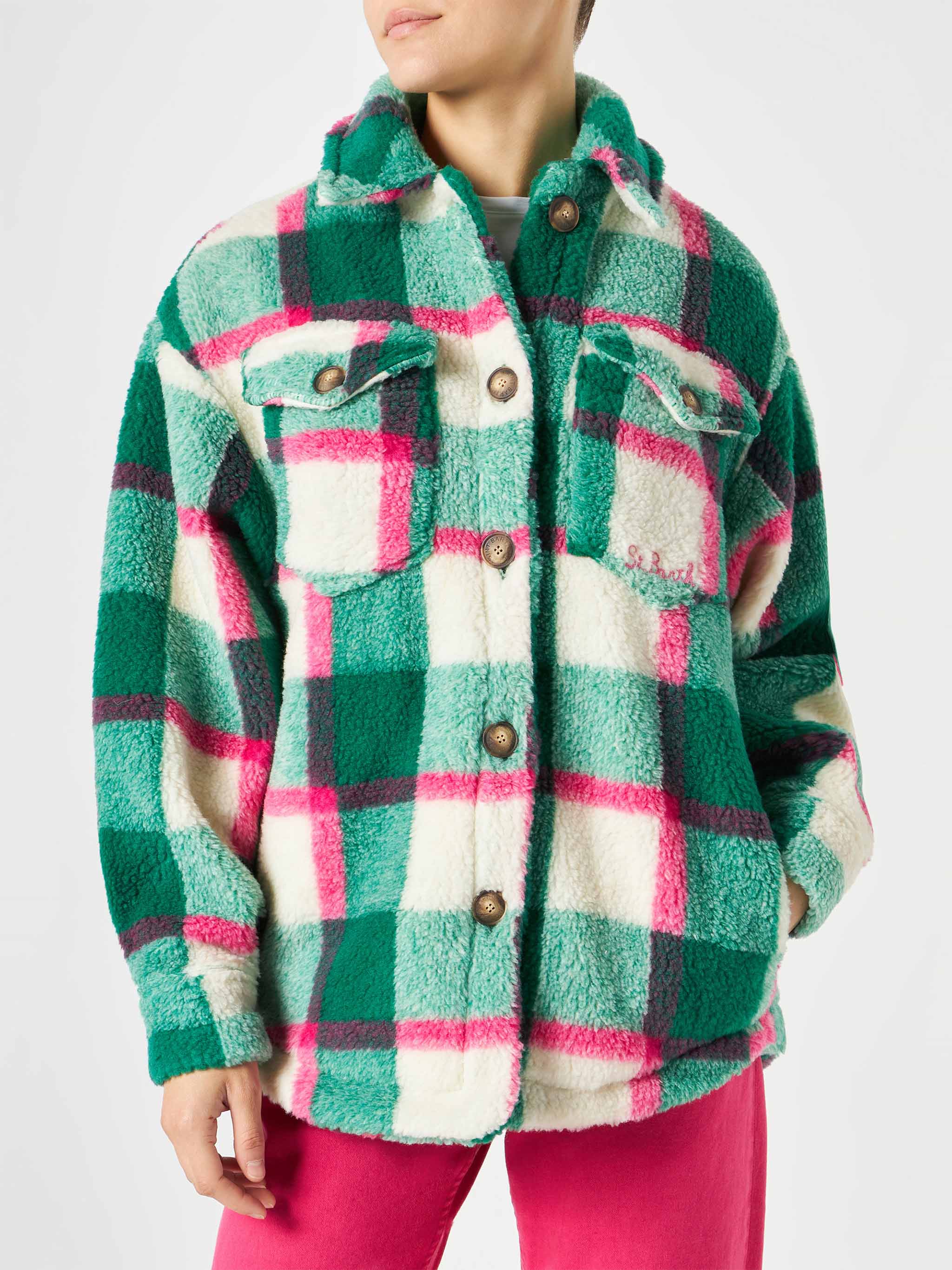 Damen-Sherpa-Überhemd aus Tartan