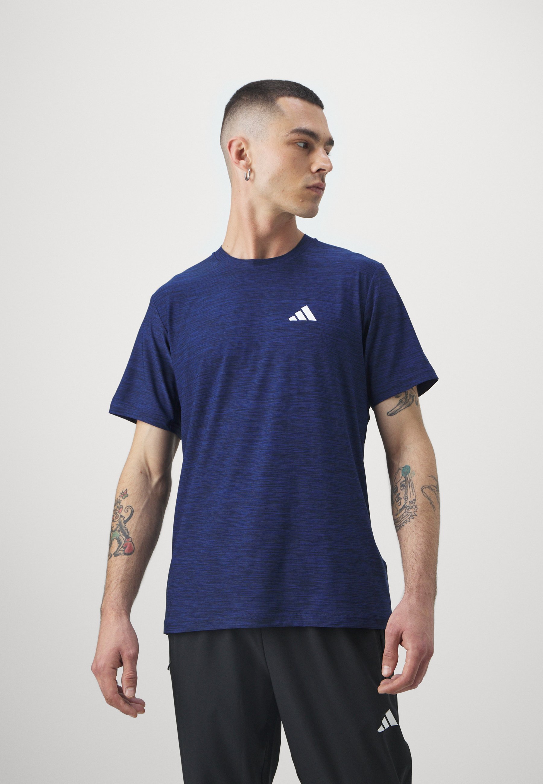 adidas Performance STRETCH - Sport T-shirt - donkerblauw/zwart/wit