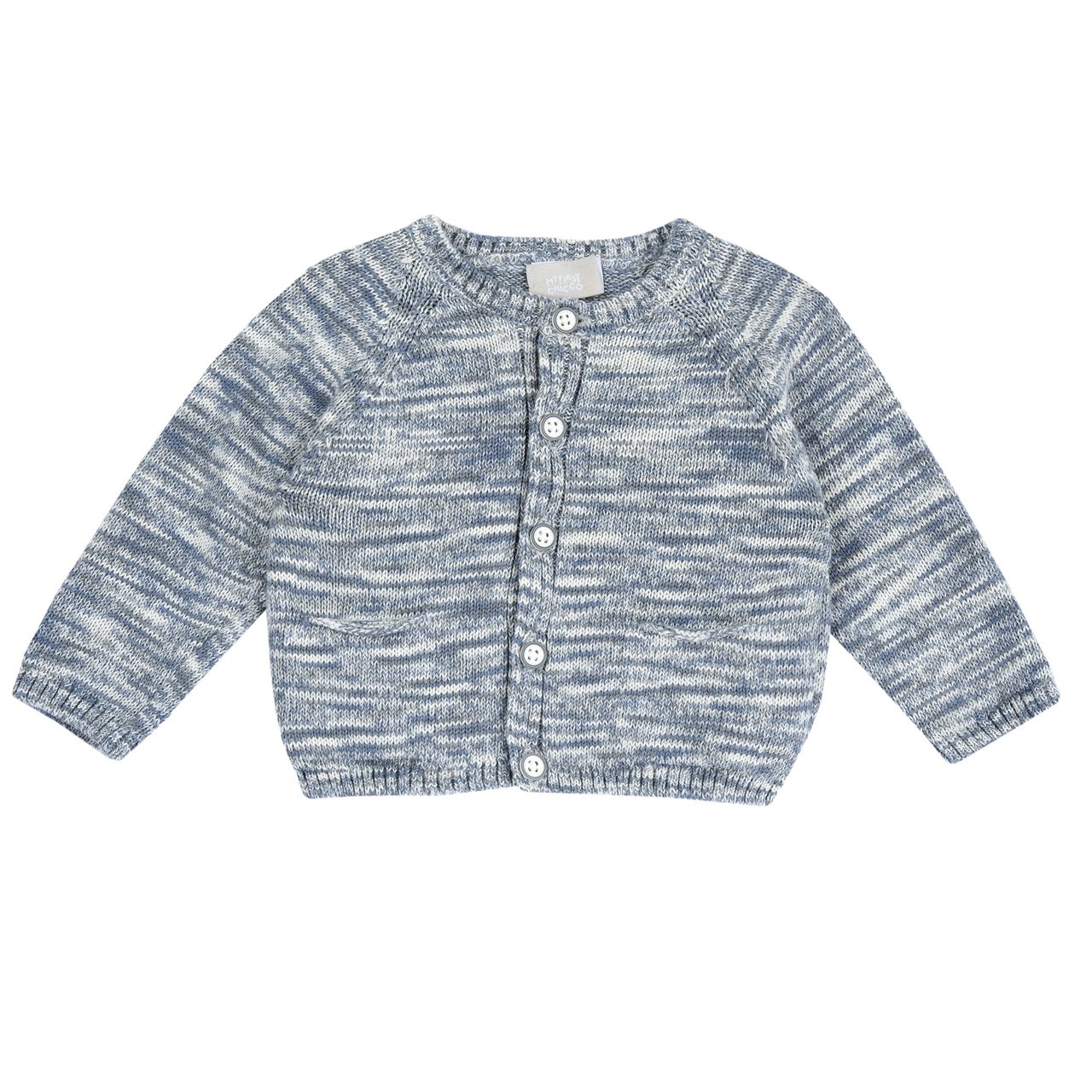 Graue melierte Strickjacke
