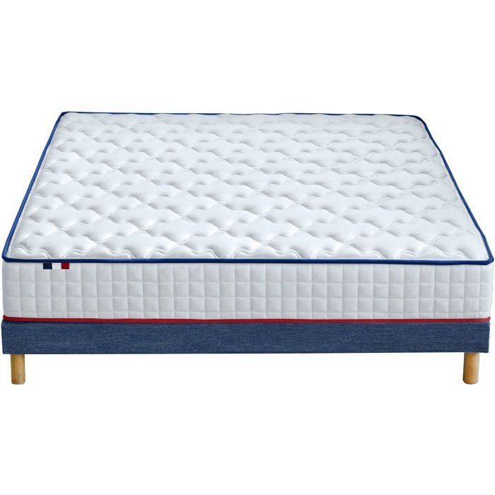 CONFORT DESIGN Amboise Mattress and bed base set 160 x 200 cm - 20 cm thick - Pocket springs - 25 kg/m³ foam - Made in France