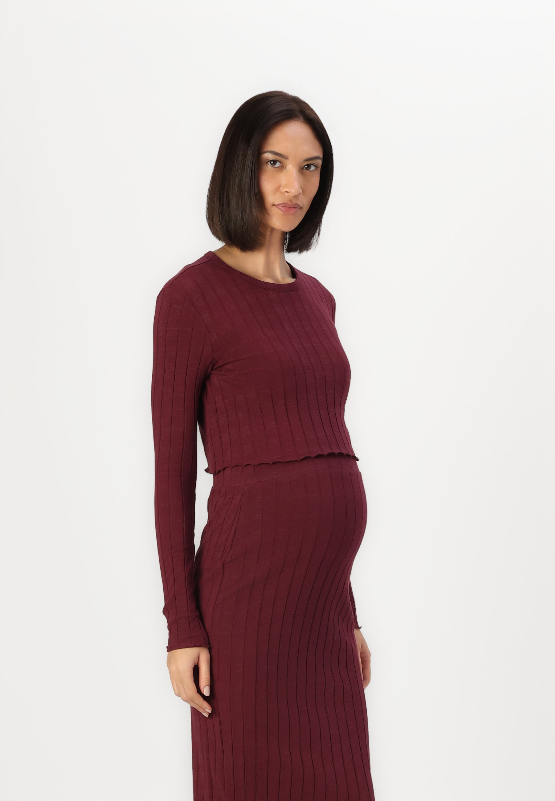 ONLY MATERNITY OLMALEJANDRA - Top met lange mouwen - bordeauxrood