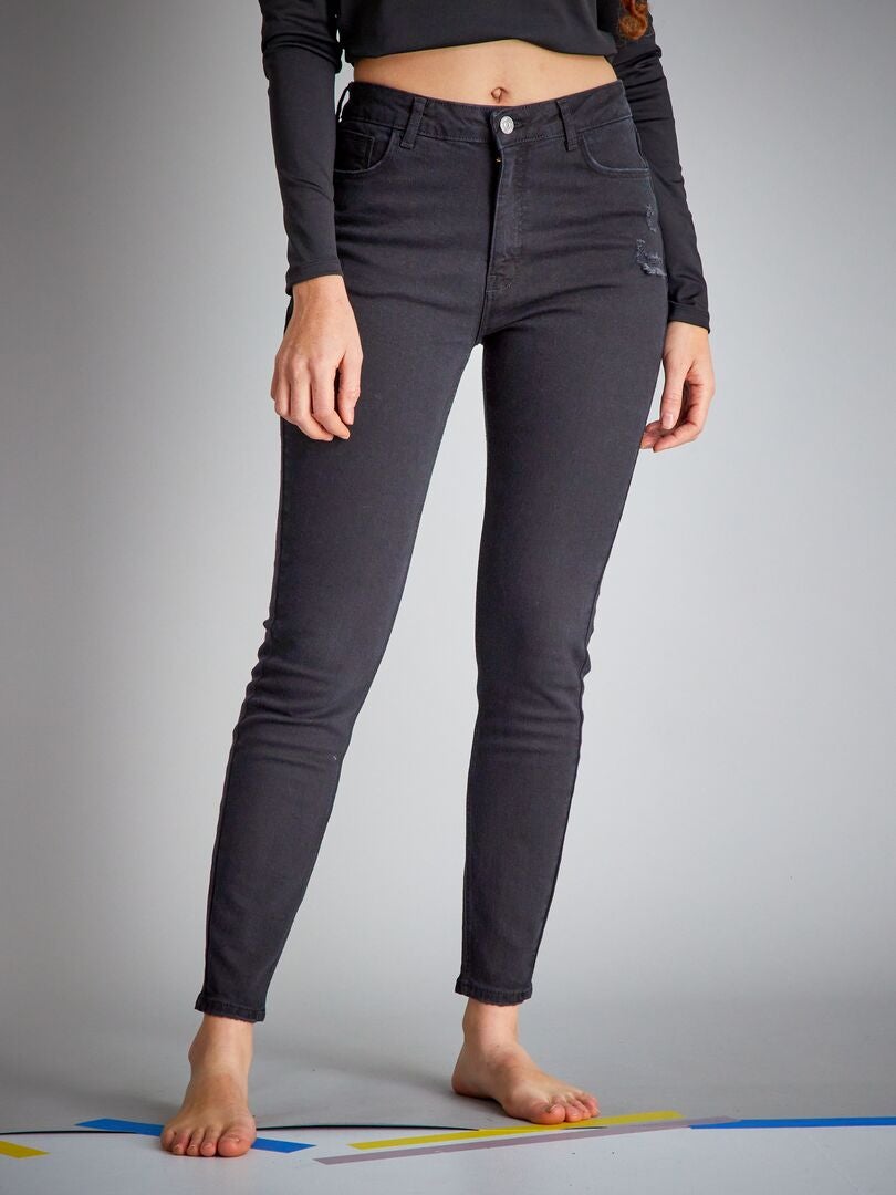 Pantalones vaqueros ajustados - 5 bolsillos - Negro