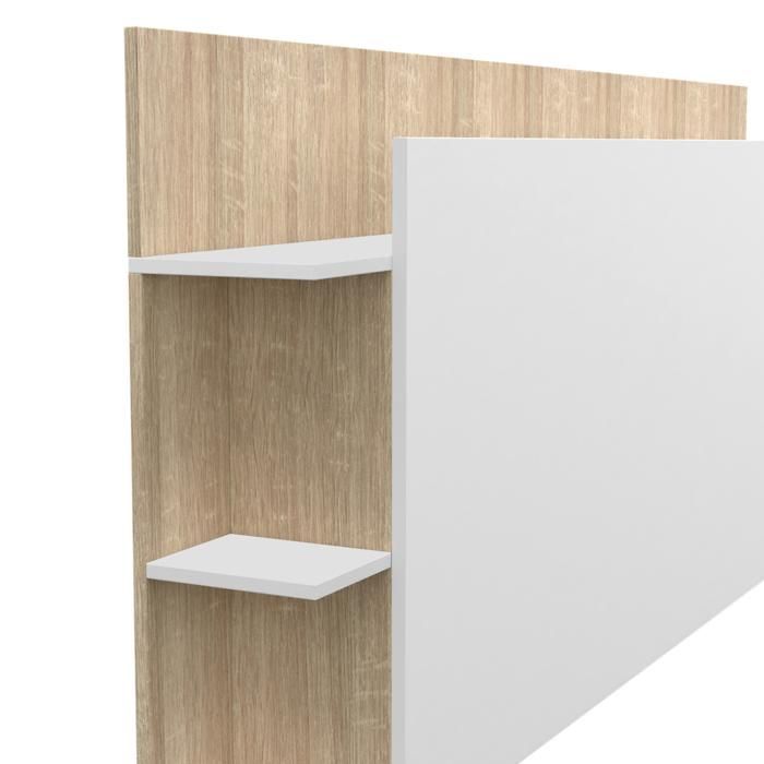 IDMARKET CIRI freestanding headboard for 140 and 160 cm beds with storage, white and wood