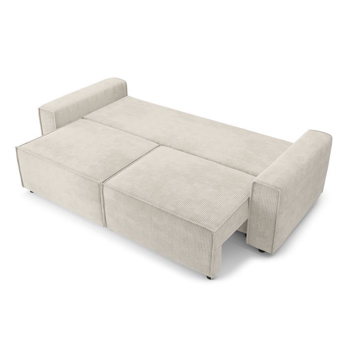 Sofá convertible de 3 plazas MIRA en pana beige.