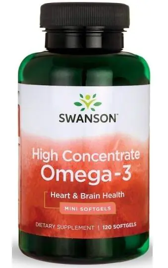 Swanson High Concentrate Omega-3 Kwasy omega-3 z oleju z ryb Kapsułki