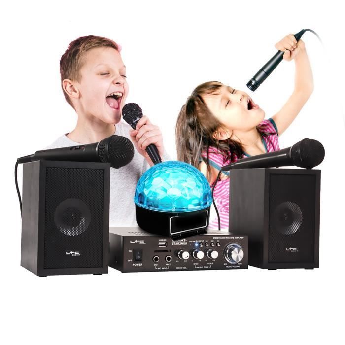 Ibiza Sound lasten karaokepaketti 2x50W STAR2MKII, USB/SD-portti ohjaimilla, BALL6 moni-LED RGB-valoesitys