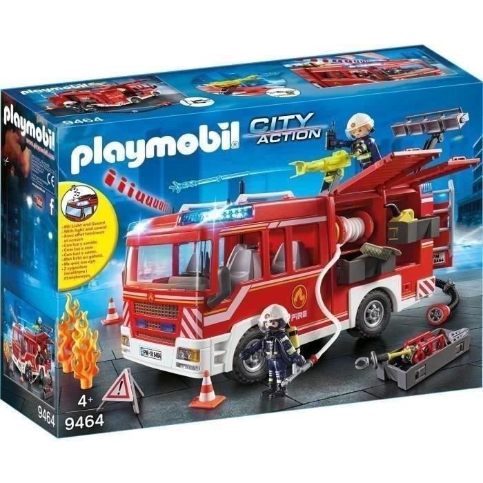 PLAYMOBIL 9464 Yellow Fire Truck with Working Water Cannon - City Action