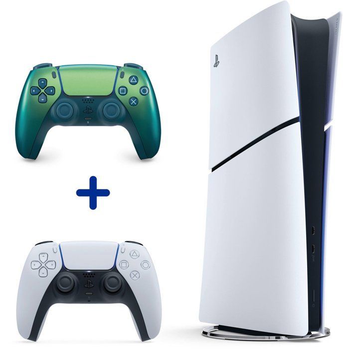 Pack PS5 Digitale (sans lecteur CD) : Console PlayStation 5 (Slim) + Fortnite® Flowering Chaos + 2ème manette DualSense Chroma Teal
