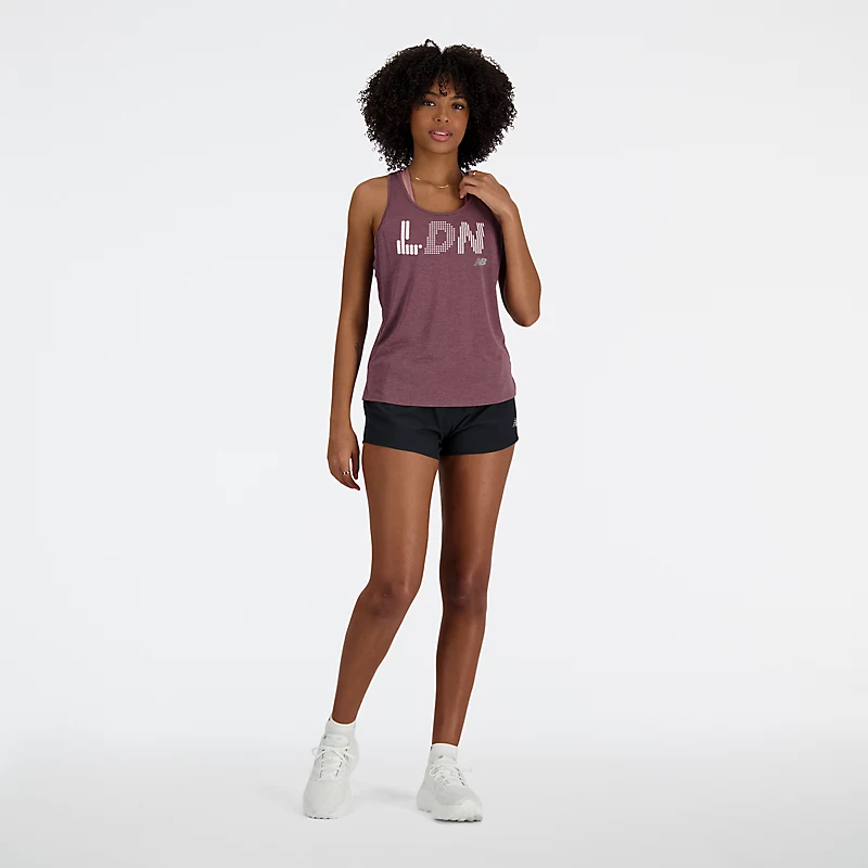 Bluză sport pentru femei London Edition Graphic NB Athletics - LICORICE HEATHER