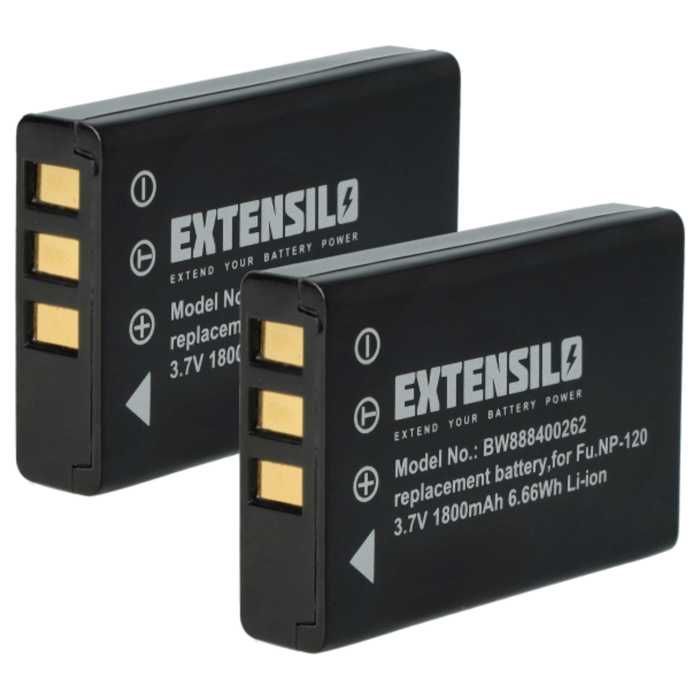 EXTENSILO 2x Batterie remplacement pour Fuji / Fujifilm NP-120 pour appareil photo (1800mAh, 3,7V, Li-ion)