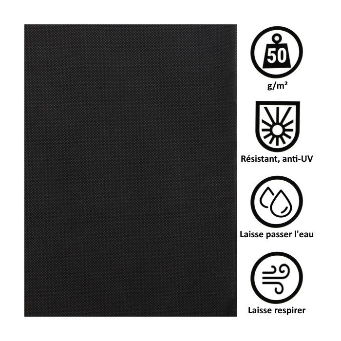 GT GARDEN - Géotextile anti-mauvaises herbes non tissé 50 g/m2 - 1,10 x 10 mètres