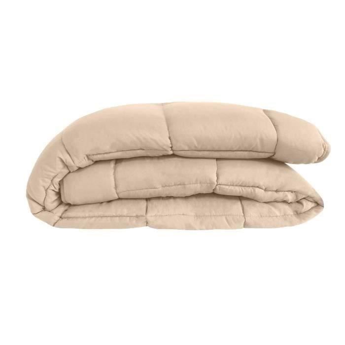 CALGARY - Edredón cálido de microfibra 400 g/m² - Beige guijarro y verde lago - 240 x 260 cm