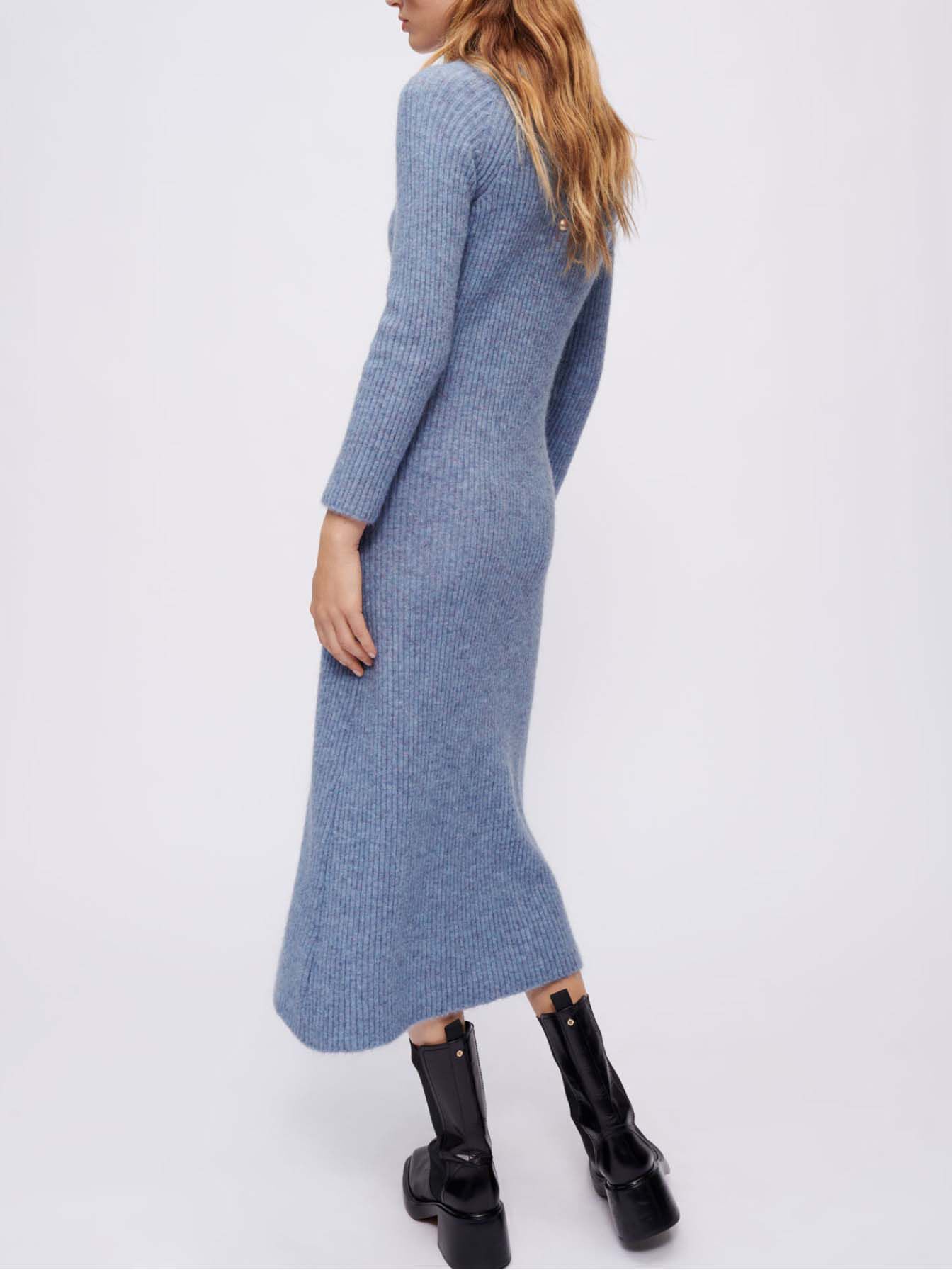 Mohairjurk met hoge hals - Blauw