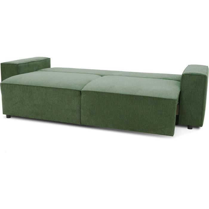 Sofá convertible de 3 plazas JOSH - Tela Loft Olive - Compartimento de almacenamiento - Ancho 239 x Profundidad 117 x Alto 65 cm