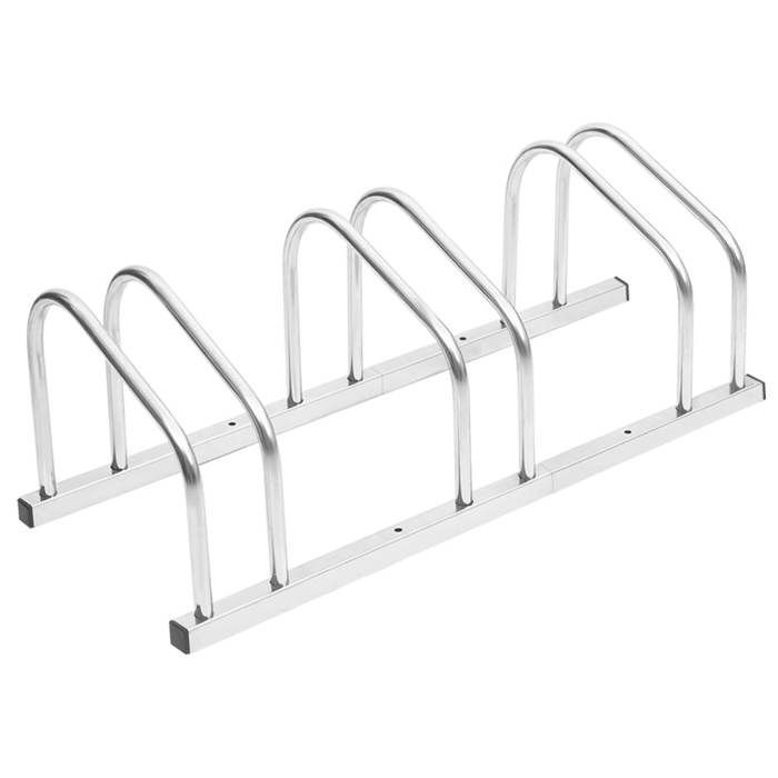 vidaXL Soporte para 3 bicicletas, soporte para bicicletas con almacenamiento, soporte para bicicletas de suelo para garaje, jardín, patio, 154418