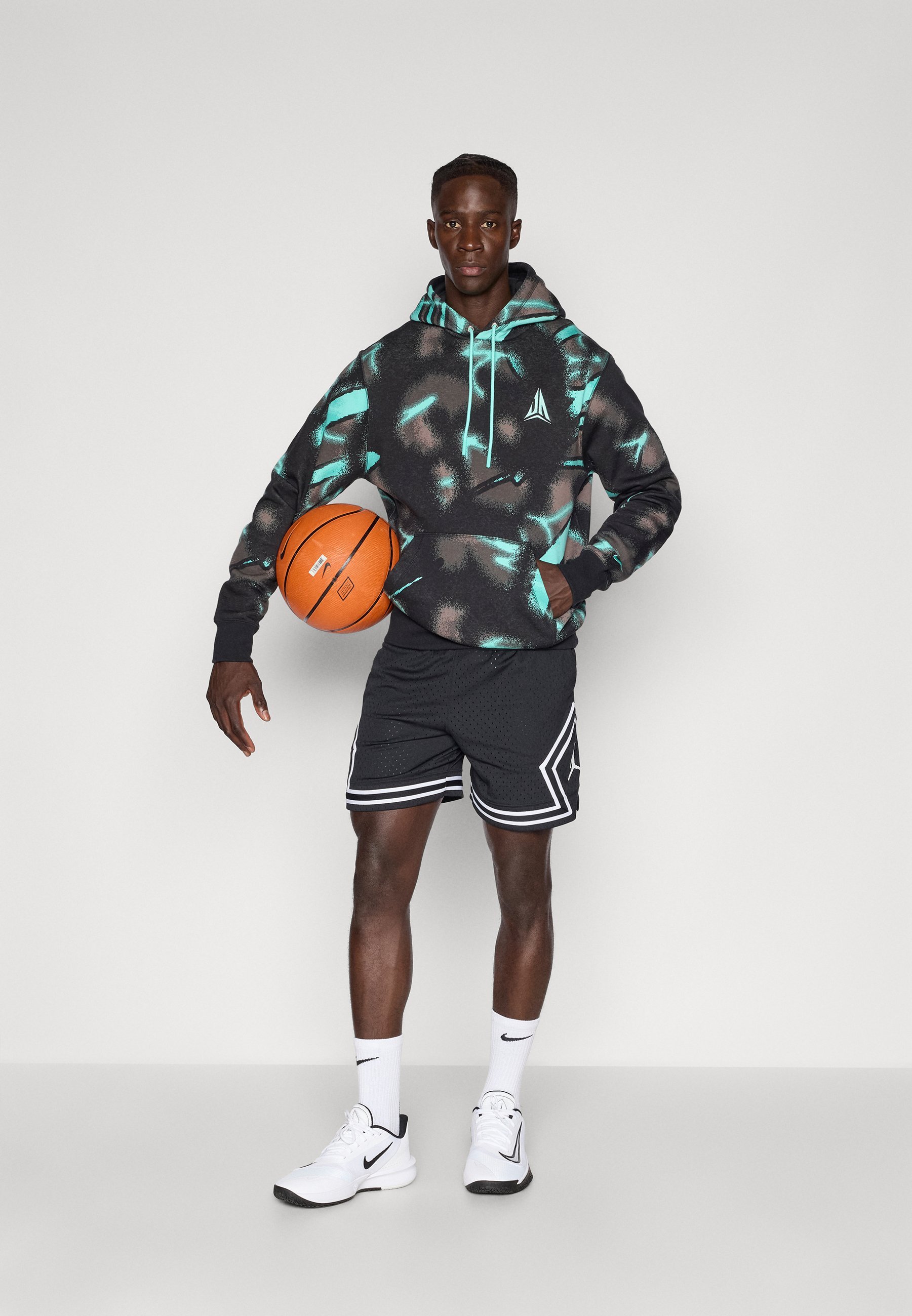 JA MORANT CLUB HOODIE - Mikina s kapucí - black/white