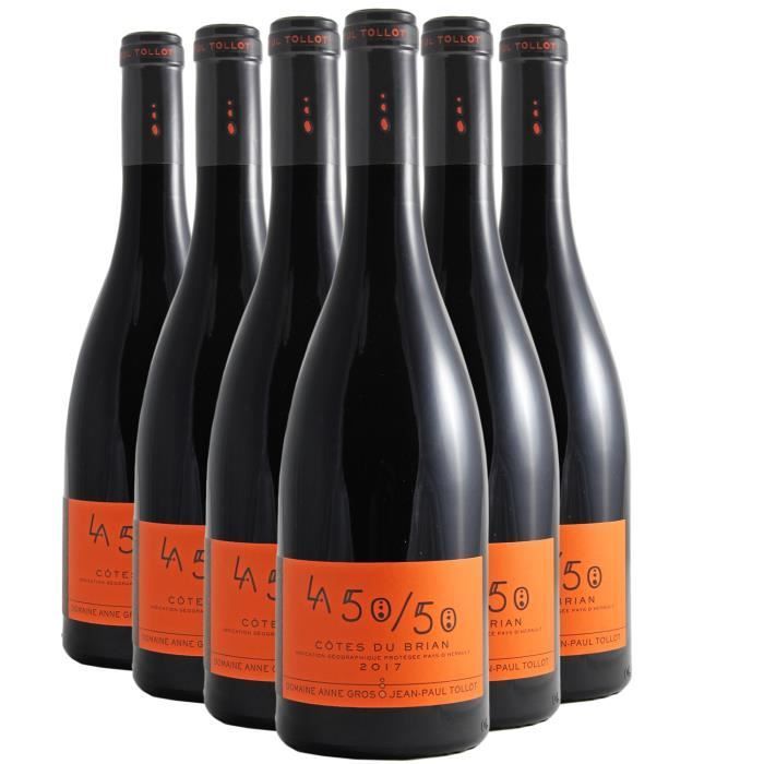 Pays d'Hérault Côtes du Brian La 50-50 Red 2020 - Caja de 6 botellas de 75 cl - Domaine Anne Gros y Jean-Paul Tollot - Vino Tinto IGP
