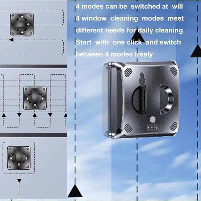Robot Lave-Vitres Connecté Automatique –Nettoyeur Baies & Fenêtres, Système Anti-Chute, Pulvérisation Fine & Navigation