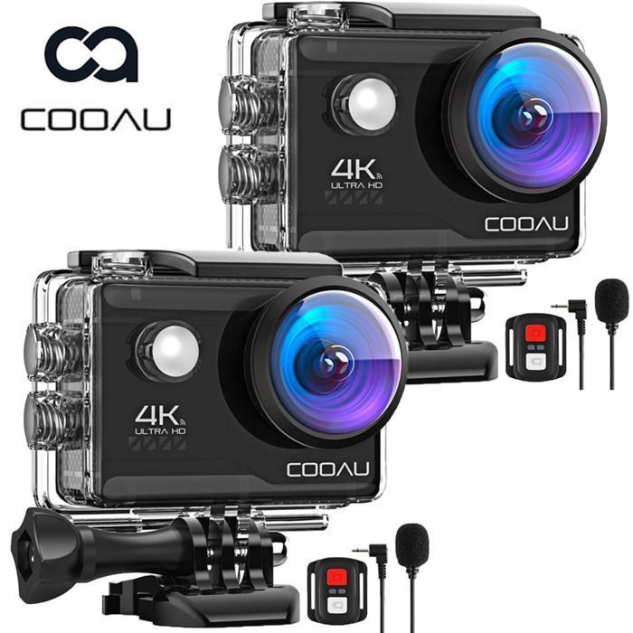 2pcs Sports Camera, 4K 20MP WiFi Action Cam with Microphone, Outdoor Camera, 40m Underwater Camera, 170° Waterproof Camcorder