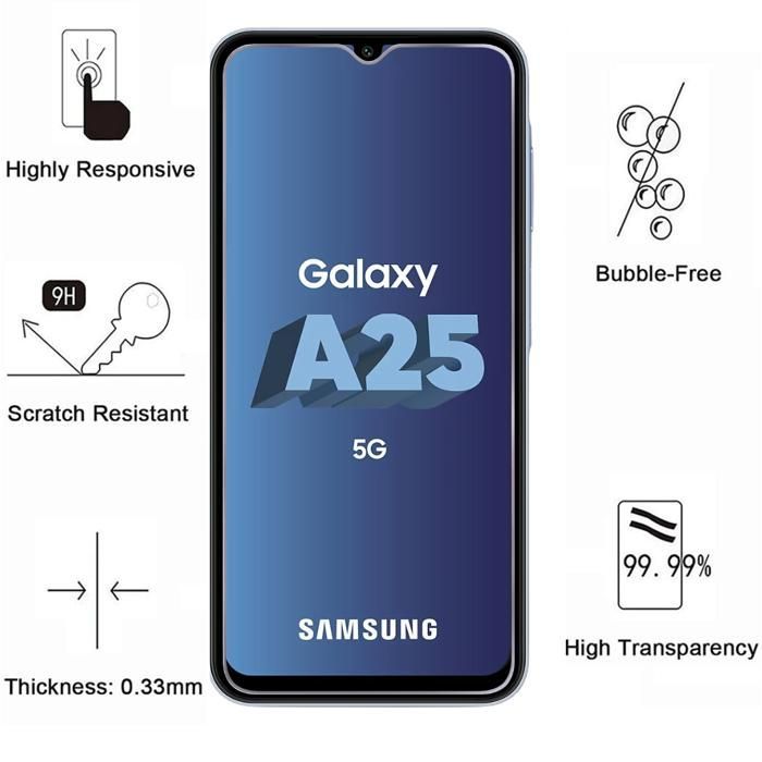 Shockproof case - Phonillico - Samsung Galaxy A25 5G - Soft silicone - 2 tempered glass screen protectors - Reinforced protection