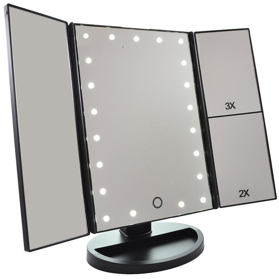 „Douglas Accessories“ kosmetinis veidrodėlis, 3 dalių, LED, 2x/3x didinimas – 1 vnt.