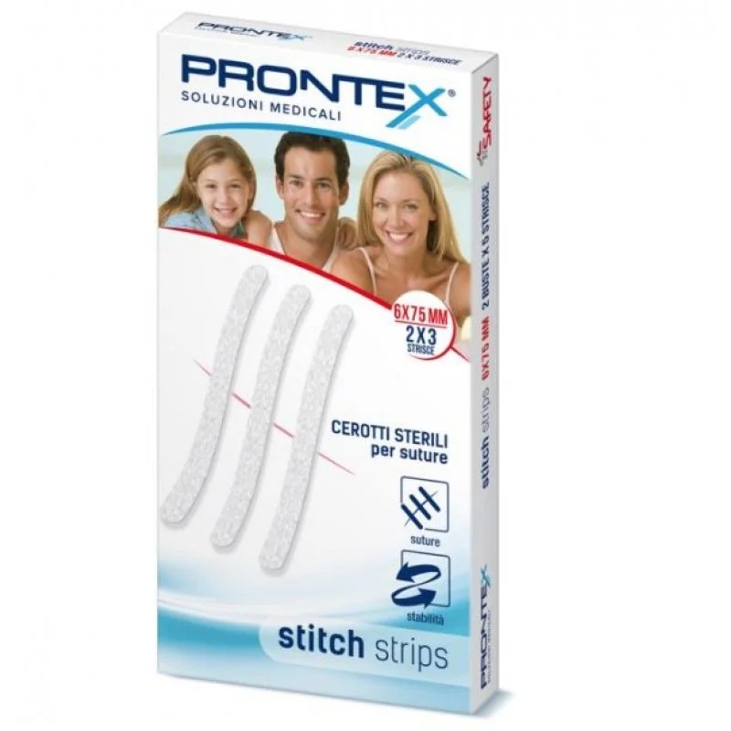 Fitas de segurança para suturas Prontex 6x75, 10 unidades.