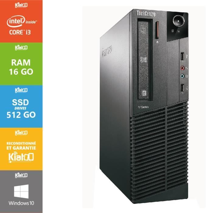 Lenovo ThinkCentre M81 desktop PC, Core i3, 16GB RAM, 512GB SSD hard drive, refurbished, Windows 10
