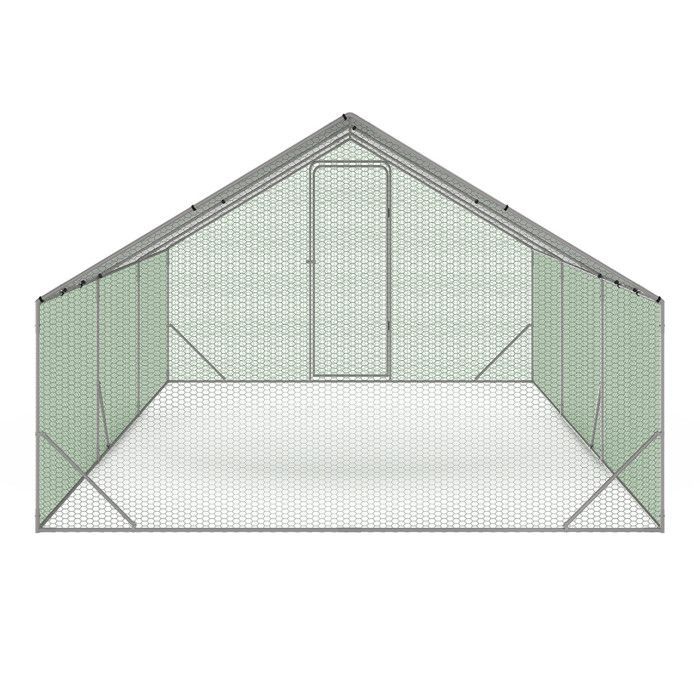 IDMARKET Kippenhok met omheining van 18 m², draadgaas, ren 6x3 m, gegalvaniseerd staal