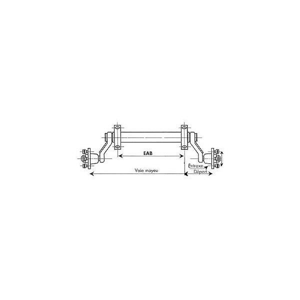 Essieu Remorque Lider 750Kg 4TR 100 EAB 1250mm