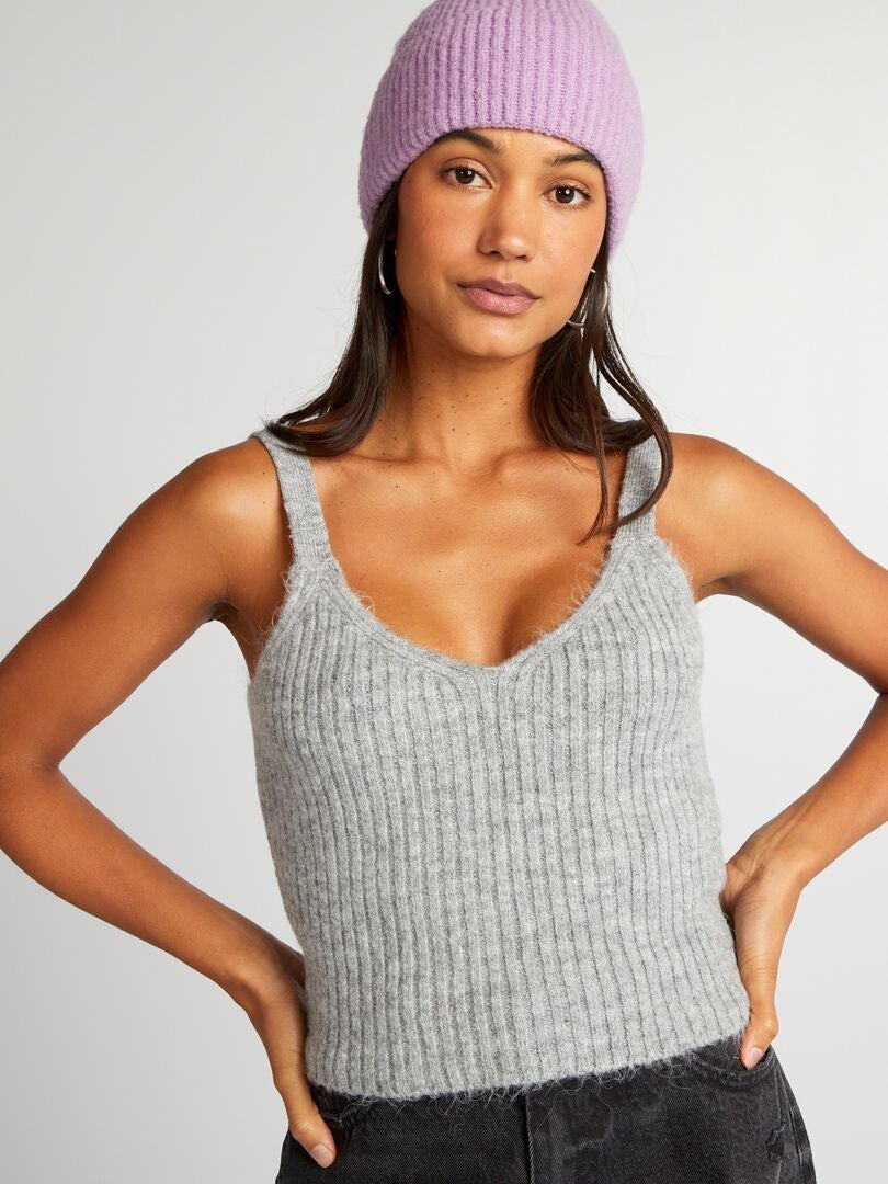 Camiseta sin mangas de crochet - GRIS