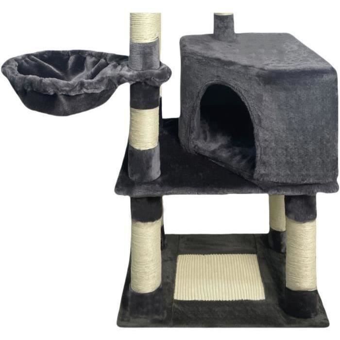 SWIFTY Krabpaal - 55 x 40 x 138 cm - Donkergrijs - 3 platforms, 1 zitplaats, 1 schuilplaats, krabpalen