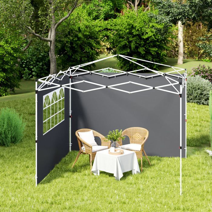 Parois latérales pour tonnelle - Outsunny - lot de 2 - pour tonnelle 3 x 3 m - tissu Oxford 210D - gris foncé