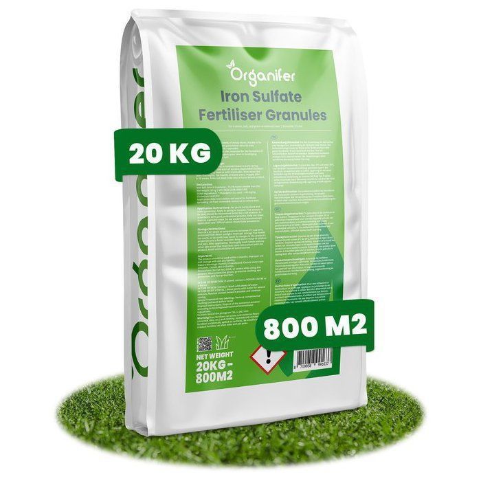 Engrais - Organifer - Engrais Pour Pelouse - Sulfate De Fer Engrais - Éliminateur De Mousse - 20 Kg Pour 1000M2