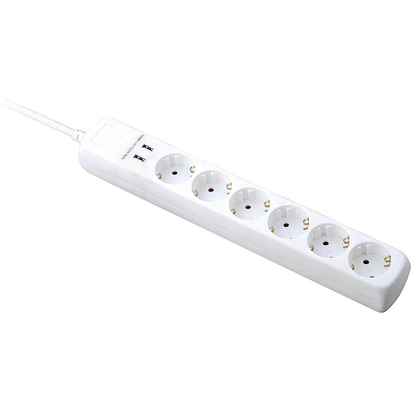 Energianjakaja 6-osainen USB 1,5 m:n liitännällä