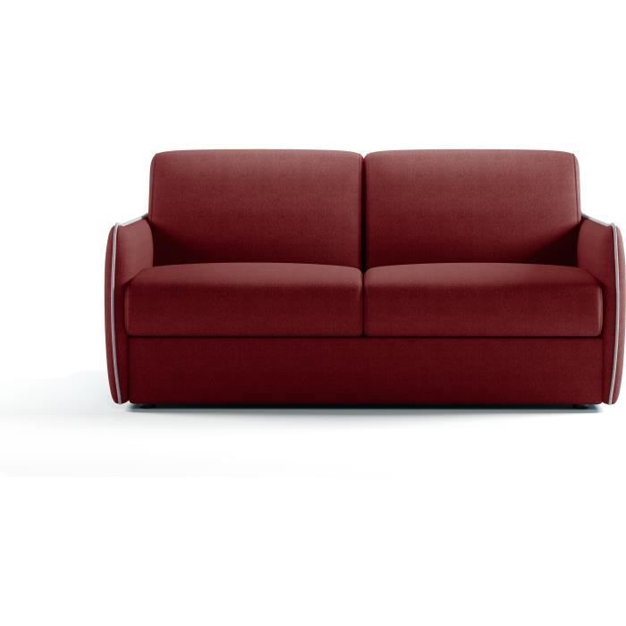 Sofá-cama Express - AGATHE - Tecido vermelho - Colchão de 14 cm - 175 x 100 x 87 cm