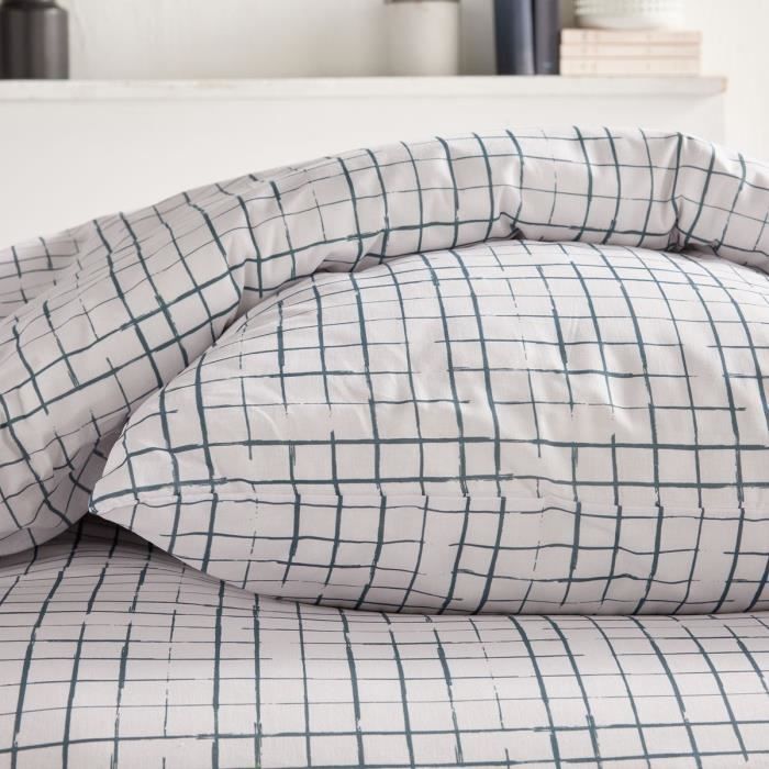 Juego de ropa de cama - TODAY Crazy - Estampado a cuadros - Doble - 220 x 240 cm - Blanco