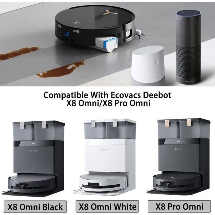 15-piece accessory set for ECOVACS DEEBOT X8 Omni/X8 Pro Omni, 1 main rubber brush, 4 filters