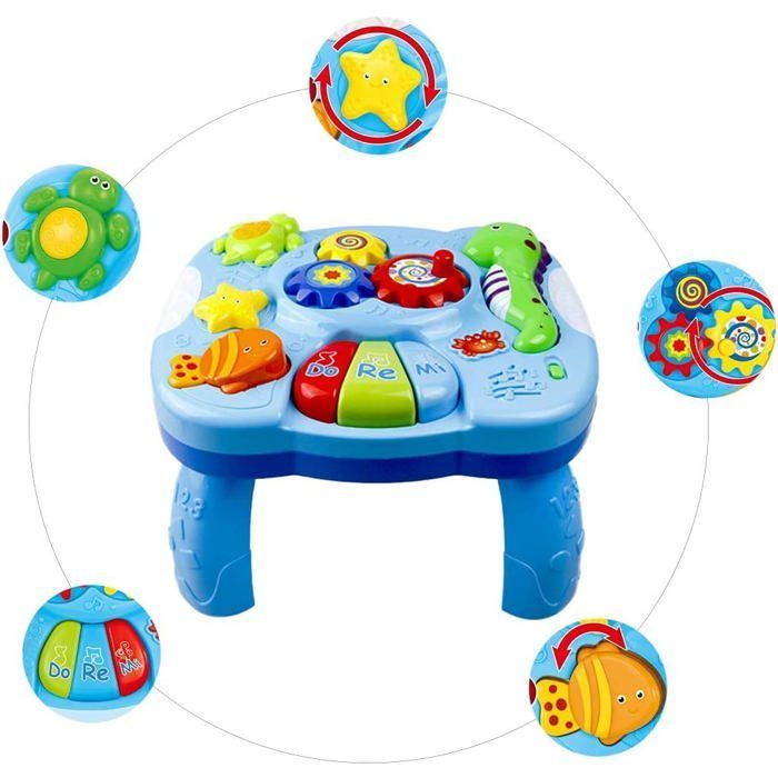 Mesa de aprendizaje musical para bebés, juguetes 2 en 1 para la educación temprana, centro de actividades musicales para niños pequeños,
