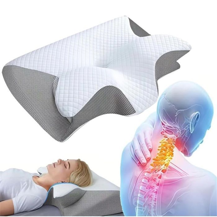 Almohada ergonómica para la apnea del sueño, almohada anti-apnea del sueño, almohada ergonómica de espuma viscoelástica para la apnea del sueño, color gris.