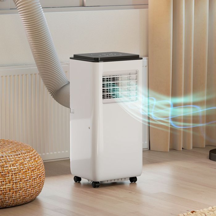 Aire acondicionado portátil - HOMCOM - 9000 BTU - Refrigeración, deshumidificación, ventilador, automático, modo nocturno - ABS - 33x28x70,4cm - Blanco