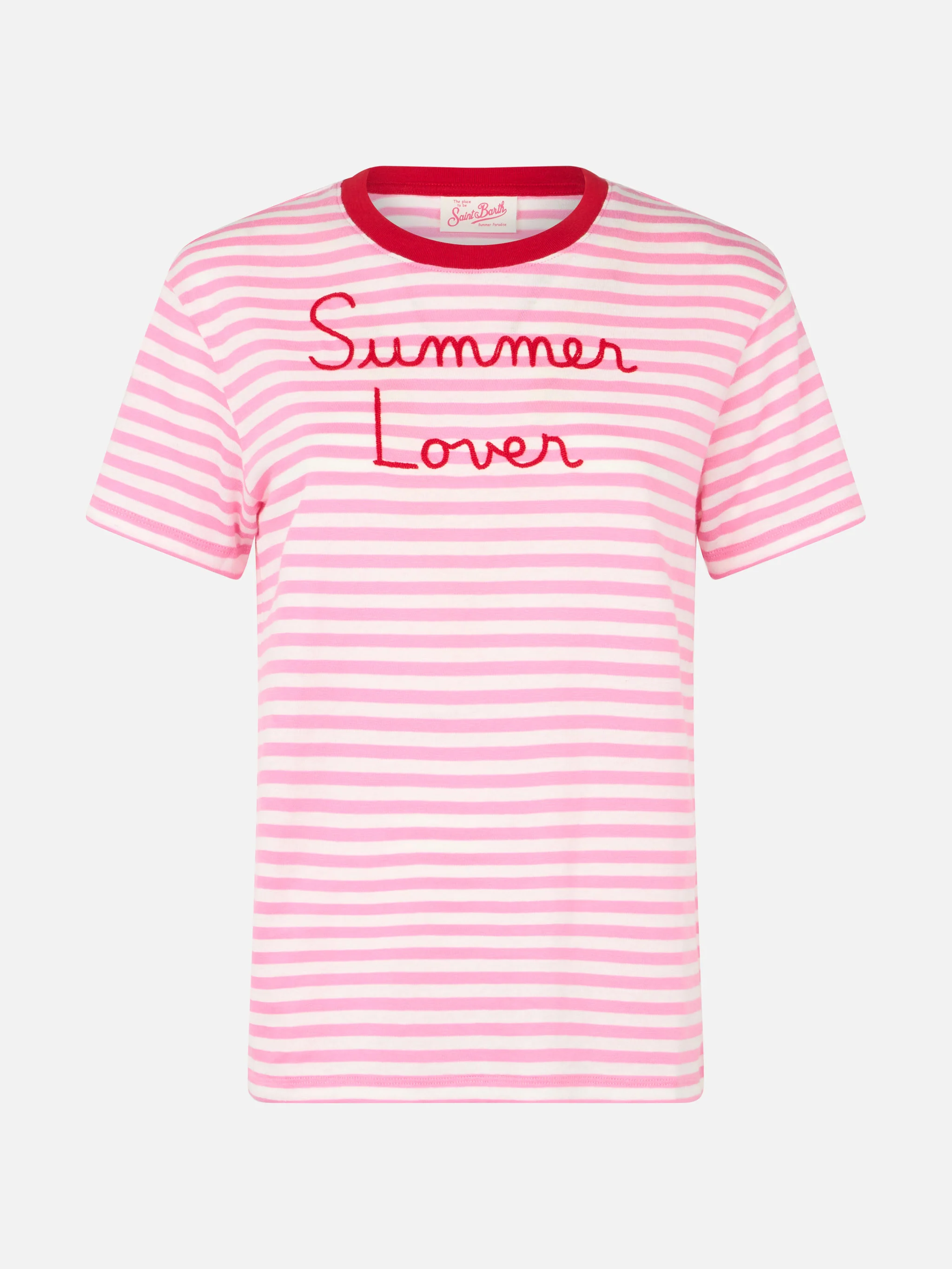 Emilie dames gestreept katoenen jersey coltrui T-shirt met ribbels