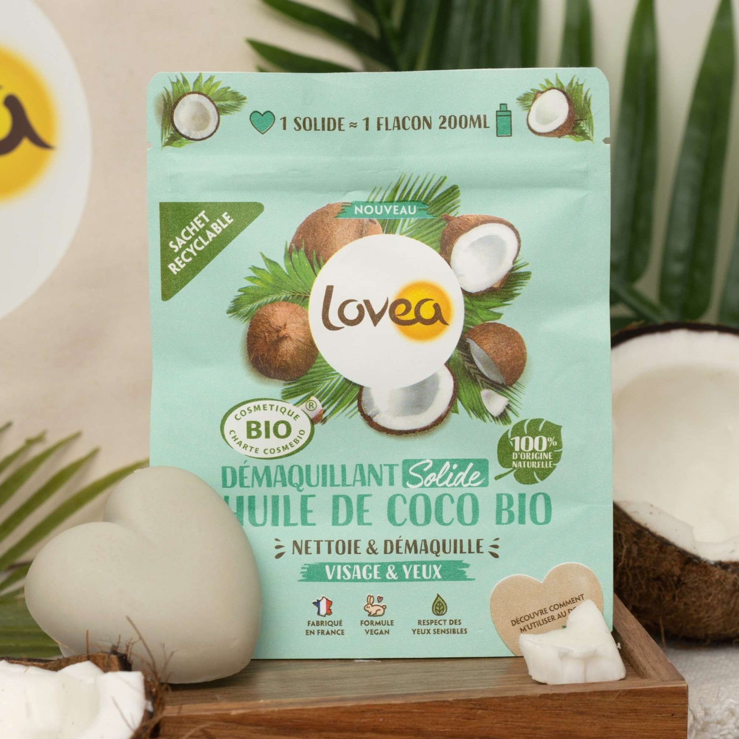Lovea Démaquillant Solide Huile de Coco Bio Certifié BIO